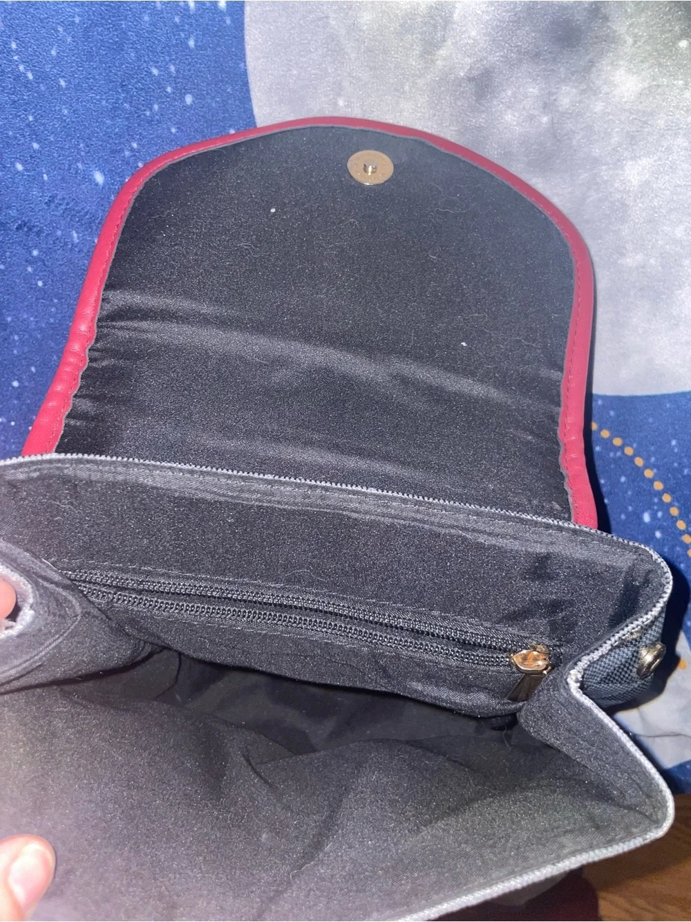 U.S. Polo Assn. Gray Check Backpack with Red Trim and Gold Emblem